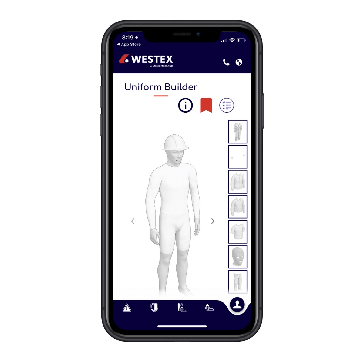 Users start their search with the safety standards applicable to their team’s needs and from there, can filter by product attributes like water resistance, anti-static and stretch. © Westex.