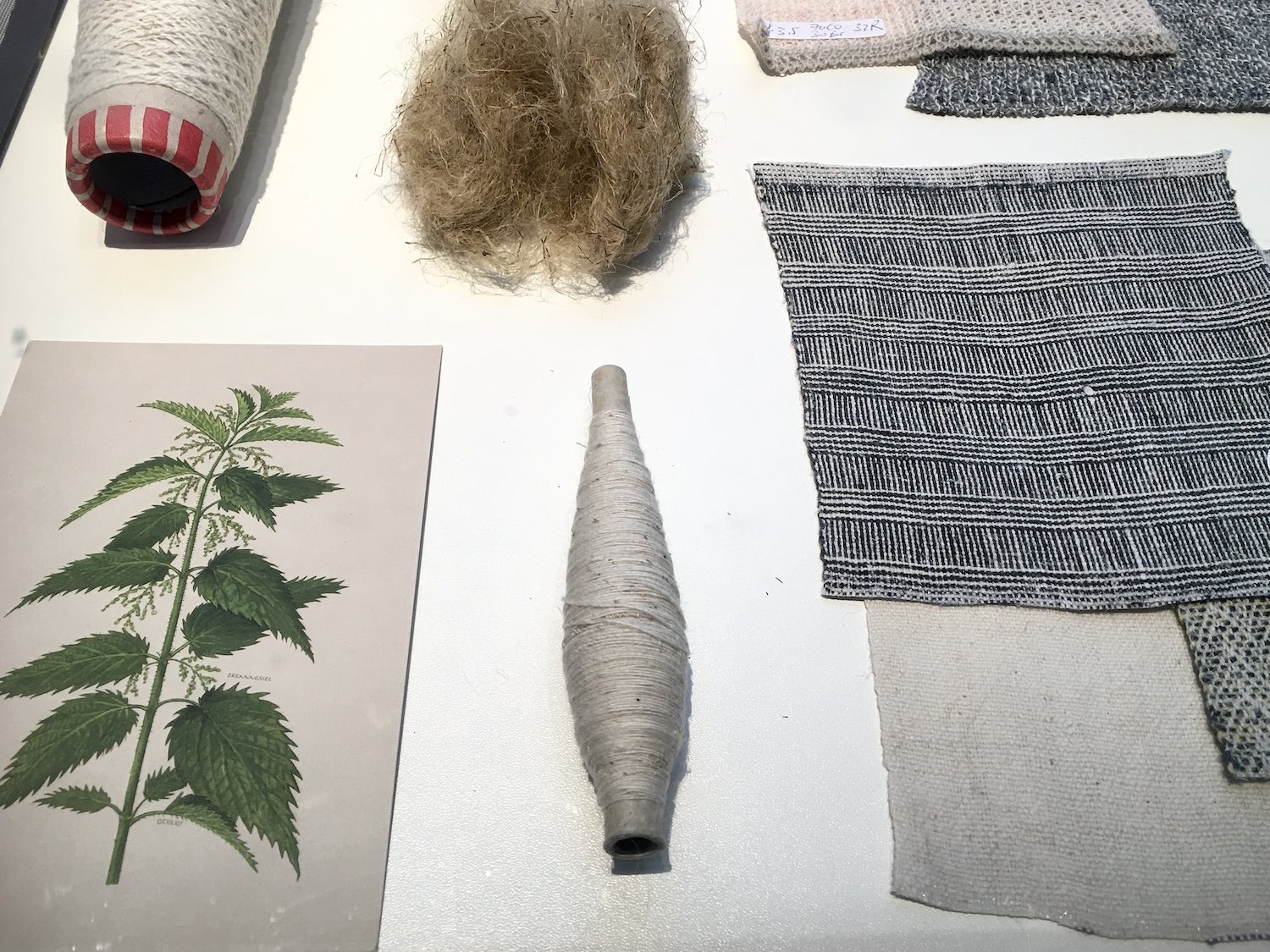 The SpinLab at Lucern School of Design, Film and Art showcased their SwissNettle Textile research, looking at the potential of the large stinging nettle in yarn and twine and textiles. © Marie O’Mahony