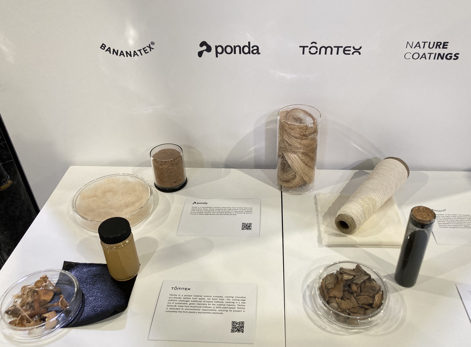 Parley’s innovation partners’ bio-fabricated materials at Future Fabrics Expo. © Anne Prahl